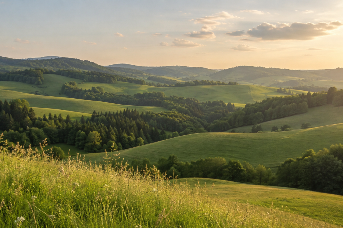 Ein Weg durch eine sonnige Blumenwiese
